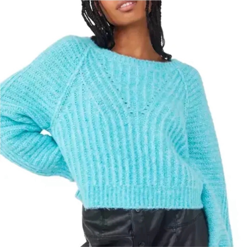 Free People Turquoise Knit Sweater